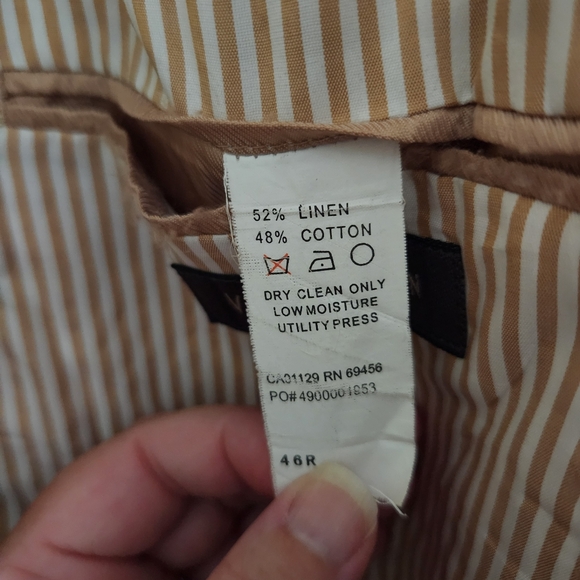 Van Heusen Men's 46R Tan Linen Cotton Blend Blazer Sport Coat Jacket - Picture 8 of 11